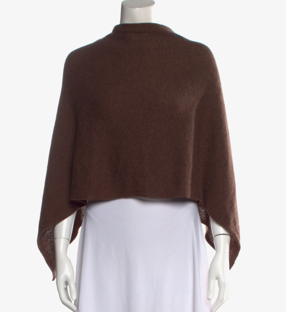 Matta 100% Cashmere Poncho Sweater One Size Capelet Quiet Luxury Nepal Cropped